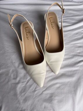 Lulu's Cream Pointed Slingback Heels